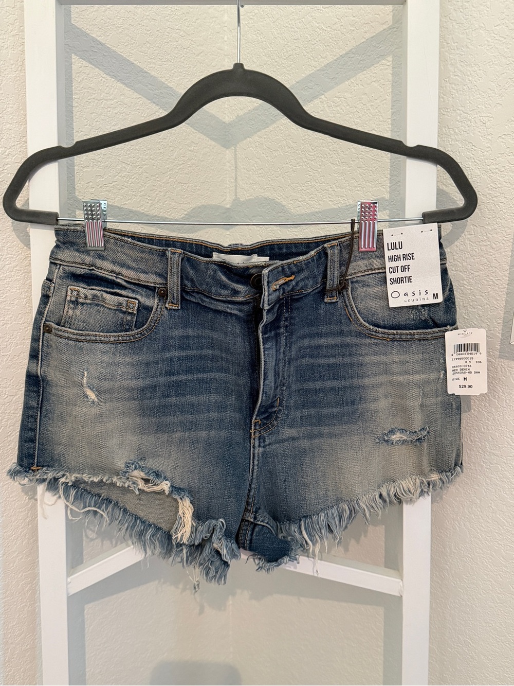 Windsor Distressed Medium Blue High-Rise Cutoff Jean Shorts